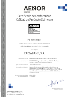 Functional Suitability certificate CaixaBankNow Android
