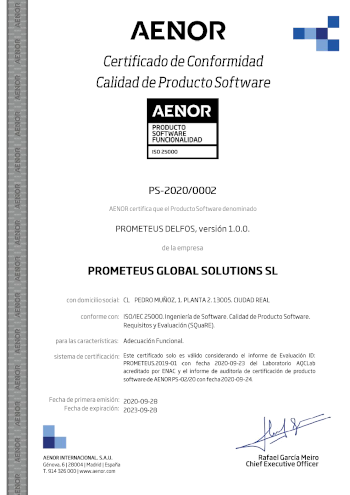 Functional Suitability certificate - Prometeus Delfos