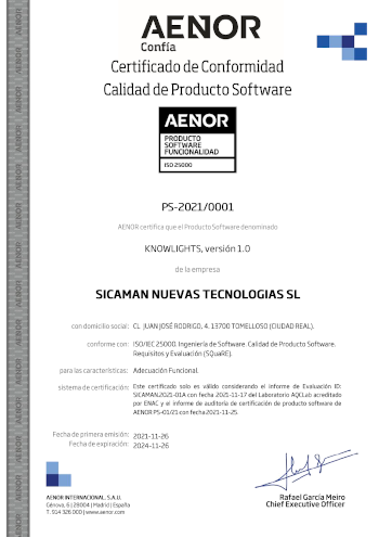 Certificado Adecuación Funcional Sicaman KnowLights